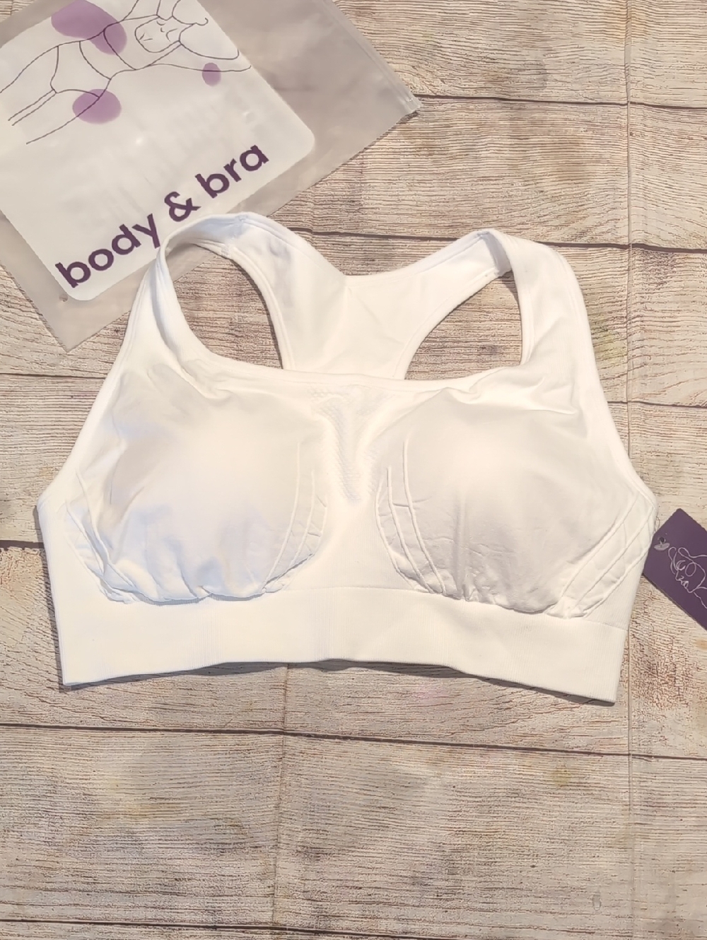 Body &Bra Women's White Racer Back Spoets Bra  Size 2XL  NWT